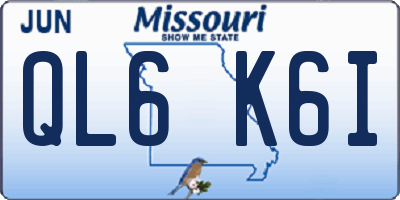 MO license plate QL6K6I