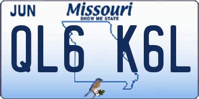 MO license plate QL6K6L