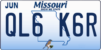 MO license plate QL6K6R