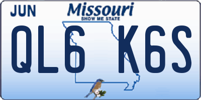 MO license plate QL6K6S