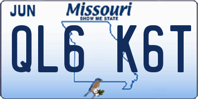 MO license plate QL6K6T