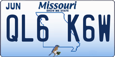 MO license plate QL6K6W