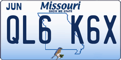 MO license plate QL6K6X