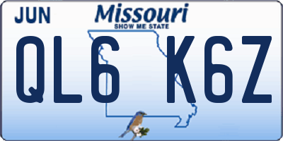 MO license plate QL6K6Z