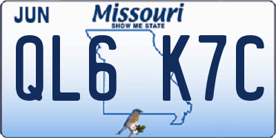 MO license plate QL6K7C