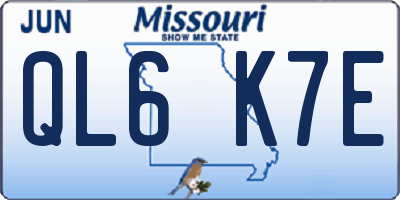 MO license plate QL6K7E