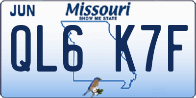 MO license plate QL6K7F