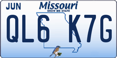MO license plate QL6K7G