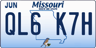 MO license plate QL6K7H