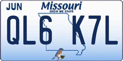 MO license plate QL6K7L