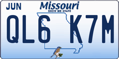 MO license plate QL6K7M