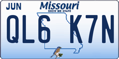 MO license plate QL6K7N