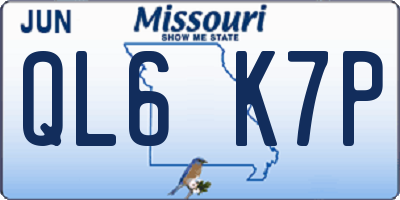MO license plate QL6K7P