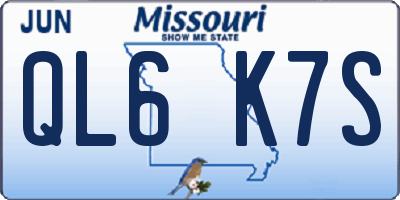 MO license plate QL6K7S