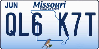 MO license plate QL6K7T