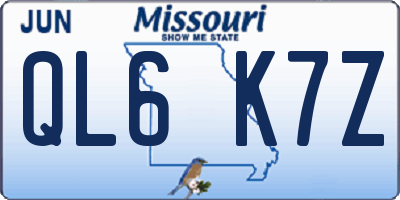 MO license plate QL6K7Z