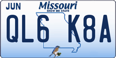 MO license plate QL6K8A