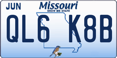 MO license plate QL6K8B