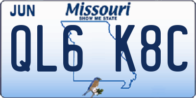 MO license plate QL6K8C