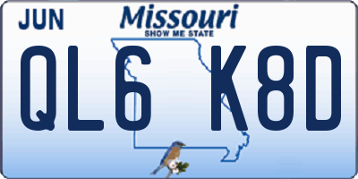 MO license plate QL6K8D