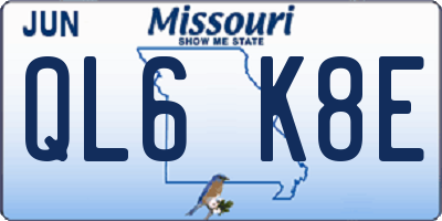 MO license plate QL6K8E