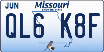 MO license plate QL6K8F