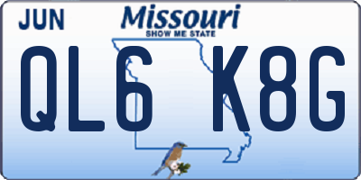 MO license plate QL6K8G