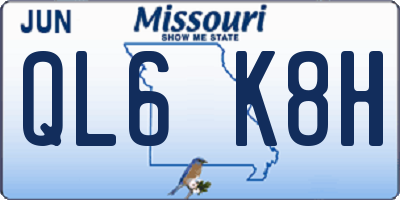 MO license plate QL6K8H