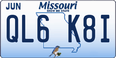 MO license plate QL6K8I