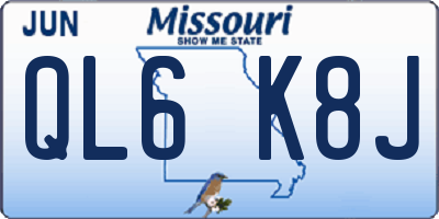 MO license plate QL6K8J