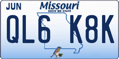 MO license plate QL6K8K