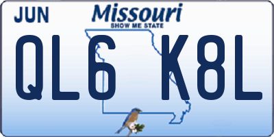 MO license plate QL6K8L