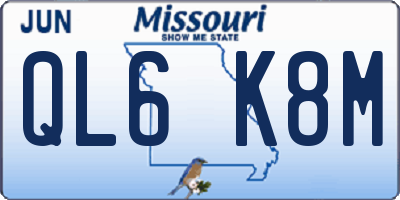 MO license plate QL6K8M