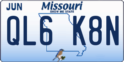 MO license plate QL6K8N