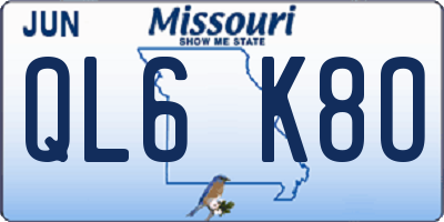 MO license plate QL6K8O