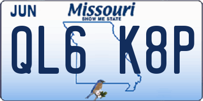 MO license plate QL6K8P