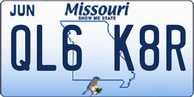 MO license plate QL6K8R
