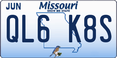 MO license plate QL6K8S