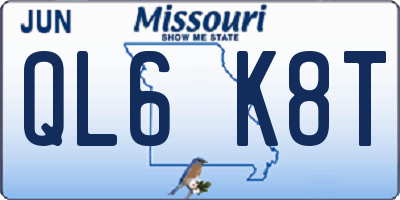 MO license plate QL6K8T
