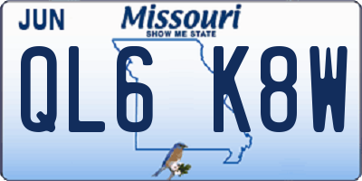 MO license plate QL6K8W