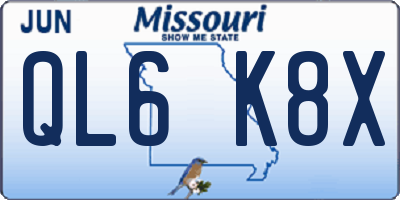 MO license plate QL6K8X