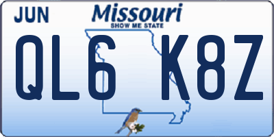 MO license plate QL6K8Z