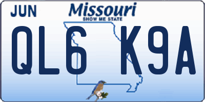 MO license plate QL6K9A