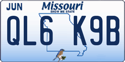 MO license plate QL6K9B