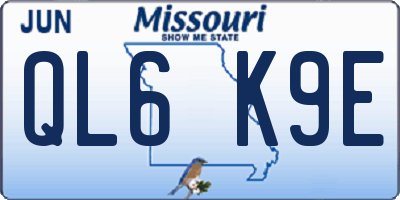 MO license plate QL6K9E