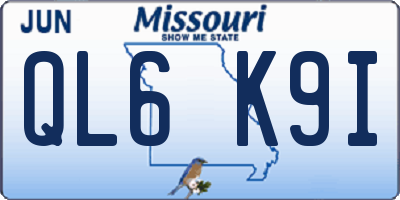 MO license plate QL6K9I