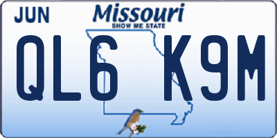 MO license plate QL6K9M