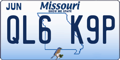 MO license plate QL6K9P