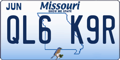 MO license plate QL6K9R