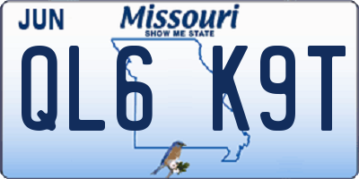 MO license plate QL6K9T